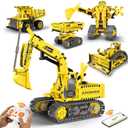 Robot Building Kits, 5-in-1 Stem Toys for Boys Age 8-14, APP & Remote Control Excavator Kids Construction Toys, Programmable Erector Sets, Educational Robotic Kit Gifts for Girls Boys (555 PCS)