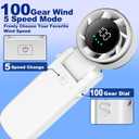 Portable Handheld Turbo Fan, 100 Gear Wind, 3-IN-1 Foldable Personal Handheld Mini Fan with Air Turbo Cooling, 3600mAh Battery Operated Fans Rechargeable for Travel Working Outdoor Activities (White)