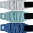 Paw Legend Washable Dogs Diapers Male Dog Belly Bands for Male Dogs Diapers Reusable Puppy & Doggie Diapers Male (3 Pack, X-Large) (Teal, Grey, Navy)