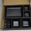 16 Piece Japanese Sushi Plate Set, Melamine Sushi Serving Set, Sushi Dinnerware Set - Includes 4 Sushi Serving Plates, 4 Sauce Dishes, 4 Pairs of Chopsticks, 4 Chopstick Holders (Black)