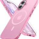 Miracase Magnetic for iPhone 17 Case (Compatible with MagSafe) with Screen Protector Military-Grade Protection, Anti-Fingerprint Translucent Matte Phone Cover for iPhone 17 6.3 inch, Light Pink