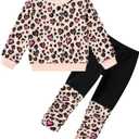 Toddler Baby Girls Sweatsuit Unique Elastic Pant Design Sweat Matching Sets Fall 2 Piece Sweatshirts Outfit 1-4T