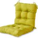 Greendale Home Fashions Outdoor Reversible Tufted Dining Chair Cushion, Lime