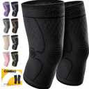 CAMBIVO 2 Pack Knee Braces for Women & Men, Knee Compression Sleeves for Knee Pain Relief, Knee Support with Non-Slip Silicone, Breathable, for Running, Workout, Weightlifting & Daily Use, Arthritis Support (Black, Medium)