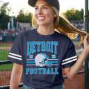 Football Shirts for Women Game Day Tshirt Football Team Fans Gift Tees Sport Season Short Sleeve Tops (Blue, M)