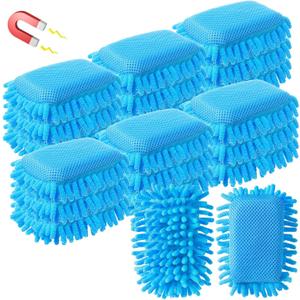 Sherr 18 Pcs Microfiber Shag Magnetic Dry Erase Erasers Washable Whiteboard Eraser Bulk Colorful White Board Eraser for Chalk Markers Home Office(Blue)