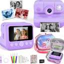 Kids Instant Print Camera, 30MP 1080P HD Digital Camera for Boys Girls with Color Pens & 32GB Card, Christmas Birthday Gifts Kids Toys for 3-12 Years Old (Purple)