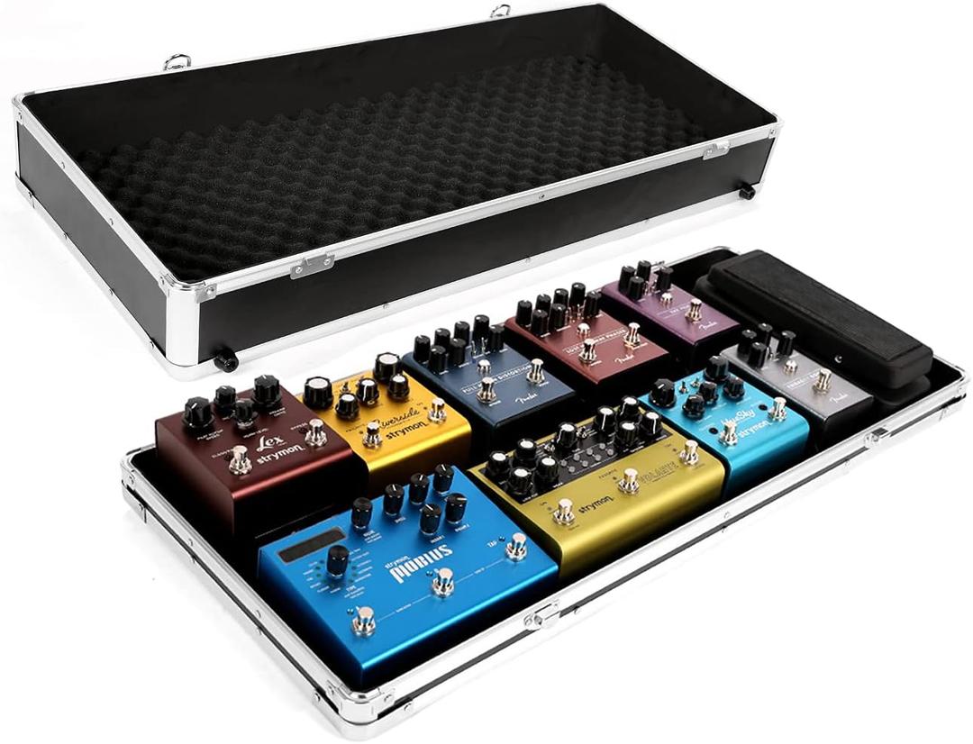 Ghost Fire Guitar Multi Effect Pedal Case 27.5x11.6x4.2in with Pedal Mounting Tape FastenerSturdy Locking Aluminum T series T-EC14