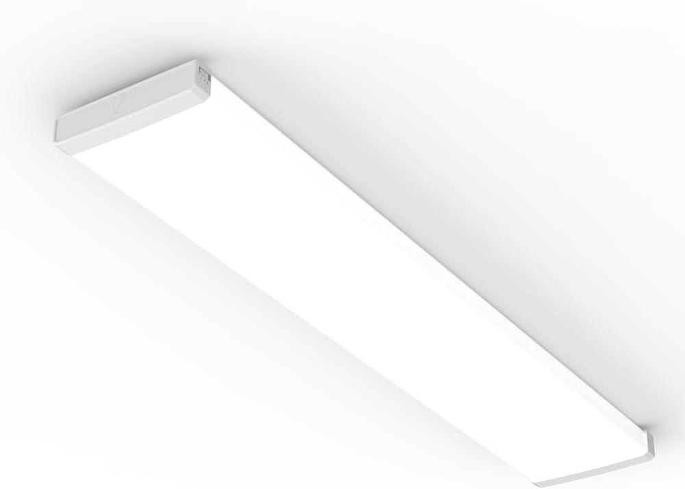 Lithonia Lighting TruWrap 4 Foot LED Ceiling Light Fixture, Low-Profile Wraparound LED Shop Light, Adjustable Lumens, Selectable Warm White/Cool White/Daylight Color, Flat Diffuser, Medium Width
