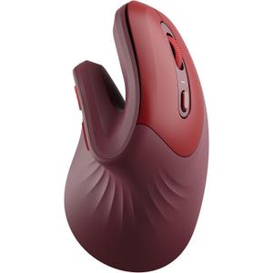 seenda Ergonomic Vertical Mouse with Jiggler - Bluetooth + 2.4G USB Multi Device, Wireless Ergo Mice, Jiggler Mouse Mover for Laptop/PC/Notebook, Computer Mice for Windows, Mac OS (Wine Red)