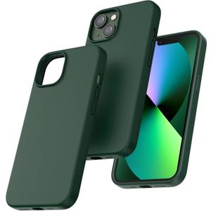 3 x TOCOL for iPhone 13 Case, Slim Silicone Case for iPhone 13 6.1 Inch, Precise Fit, Anti-Slip, Drop Protection, Alpine Green