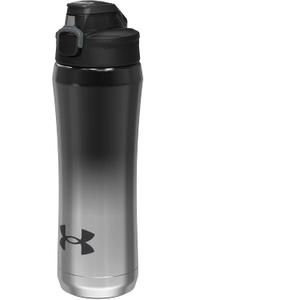 Under Armour 18oz Stainless Steel Water Bottle, Vacuum Insulated, Self Draining Protective Cap, Leak Proof, For Kids & Adults, All Sports, Gym (Black/Chrome)