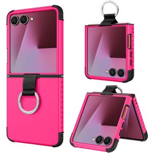 BENTOBEN for Samsung Galaxy Z Flip 7 5G Case with Ring, Heavy Duty 2 in 1 Full Body Rugged Galaxy Z Flip7 Case Girls Women Boy Men Shockproof Protection Cases Cover for Samsung Z Flip 7 6.9”, Hot Pink
