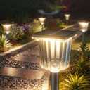 Super Bright Solar Powered Outdoor Lights 4 Pack,Adjustable Warm&Cool White,Waterproof IP65 Solar Garden Decorations Landscape Lighting Outside for Front Yard/Patio/Walkway/Driveway/Lawn/Pathway Light