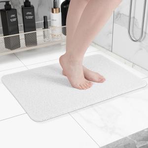 Hargiis Non-Slip Bathtub Mat, Anti Slip Shower Mat, Fast Drying Bathtub Mats, Foot Scrubber Mat, Anti Slip Mat for Tub, Floor, Bathroom, Kitchen, Home, Hotel (White 24"x16")