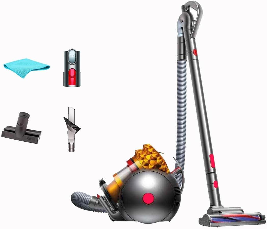 Dyson Big Ball Turbinehead Pro Bagless Canister Vacuum Cleaner, HEPA Filter, Strong Suction, Self-Adjusting Cleaner Head, Large bin,, Yellow/Iron, with MTC Microfiber Cloth