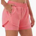 Stelle Women 2 in 1 Running Shorts High Waisted Athletic Shorts Gym Workout Shorts with Liner Zipper Pockets, size small