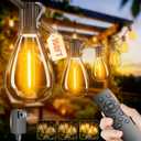 150FT LED Outdoor String Lights with Remote, One Continuous Strand Patio Lights with 55+2 Shatterproof S11 Bulbs, Dimmable 2200K Warm White, Timer & 3 Modes, Low Voltage for Backyard Garden