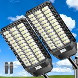 CEDIO Solar Street Light Outdoor, Plus Large Solar Lights IP67 Waterproof, LED Flood Lights Parking Lot Light Outdoor Motion Sensor with Remote Control (9500W-2PACK)