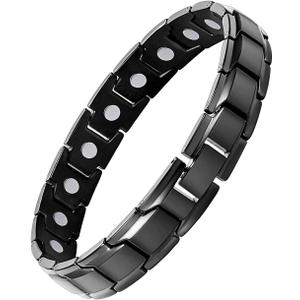 Feraco Mens Magnetic Bracelet, Effective Titanium Steel Magnet Bracelets With Sizing Tool, Black