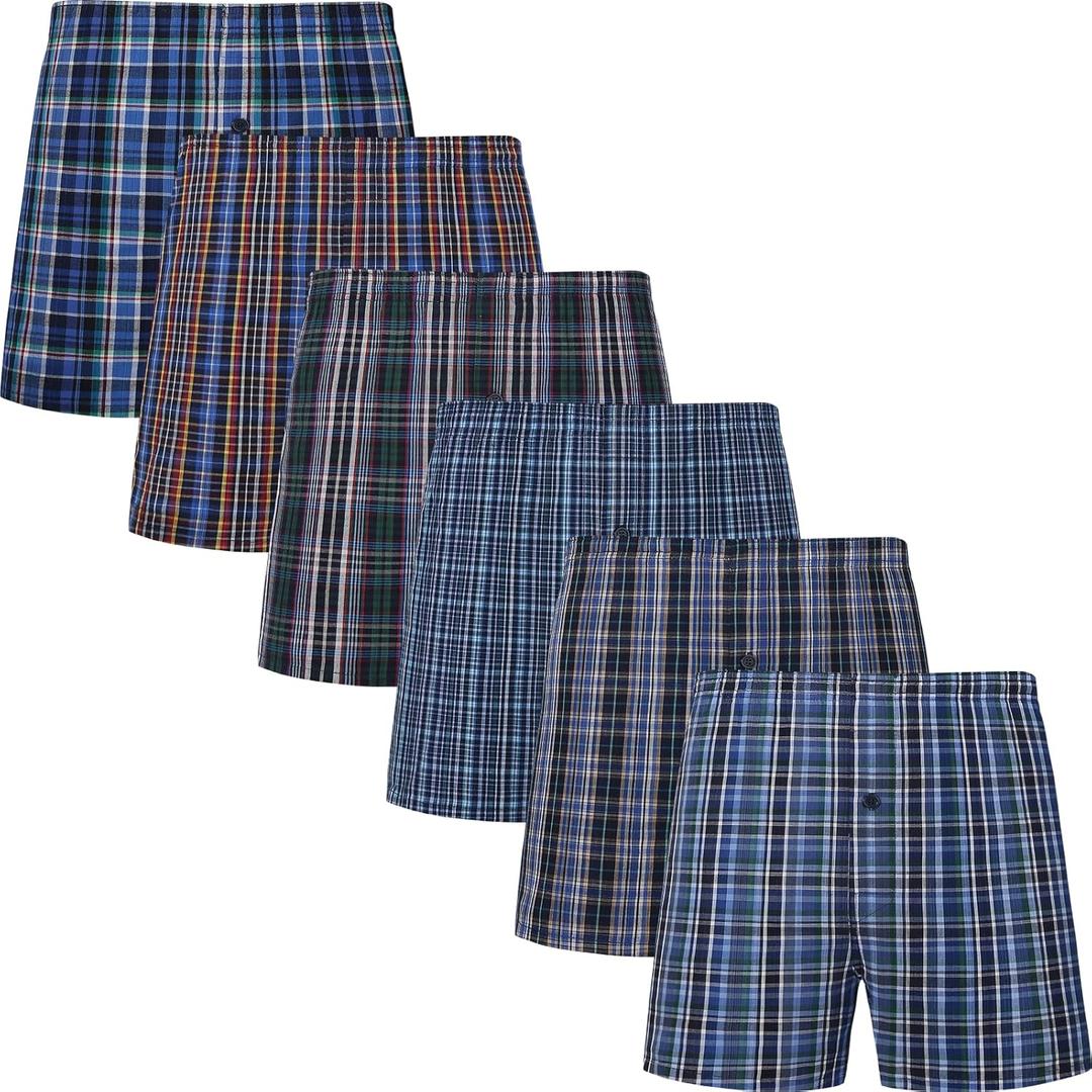 JupiterSecret Men's Boxers Underwear 100% Cotton Woven Boxers for Men Pack Boxer Shorts Assorted Colors (Medium)
