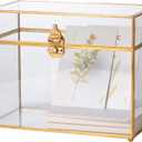 NCYP Small No Slot Glass Card Box with Lid for Wedding Reception, Party Wishwell Keepsake - 9.8" x 5.6" x 7.7" Gold, Tabletop Decor (Glass Box Only, No Lock)