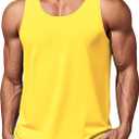EKLENTSON Men's Workout Tank Top Summer Quick Dry Gym Shirts Muscle Sleeveless Cotton Shirt Moisture Wicking Beach (Yellow, M)