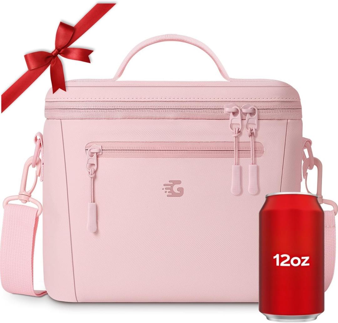 GLORIEROO Insulated Lunch Box Bag Women Girls - Waterproof Leakproof Lightweight Reusable Cooler for School Work Picnic - Back to School (Standard 11L, Pink)