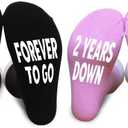 2 Years Anniversary, 2 Years Down Forever To Go Socks, Happy Anniversary, 2nd Anniversary, Valentine’s Day, Congratulation Gifts For Couple, Wife And Husband, His And Hers Gifts, Two Pairs.(007)