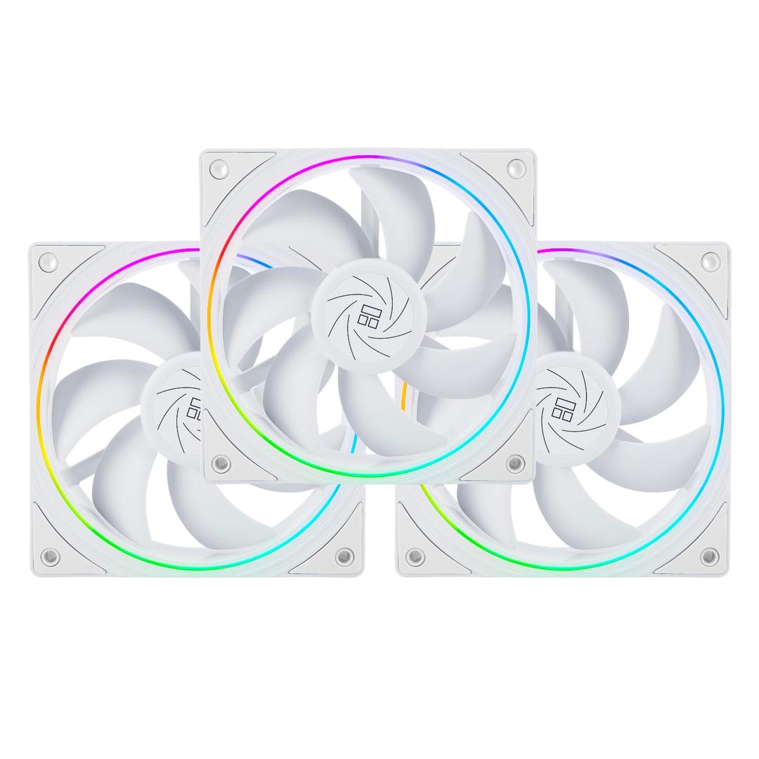 Thermalright TL-S12W CPU Fan Case Cooler PWM Fan, fine Aperture Light Effect,4pin PWM Connector Computer Fan with ARGB Aperture, 1500RPM Speed PC Cooling Fan(120mm,3 Fans)