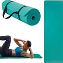 Gaiam Essentials 2/5" Thick (10mm) Yoga & Pilates, Fitness & Exercise Mat with Easy-Cinch Carrier Strap Cushion Support For Fitness and Gym Workouts (Teal)