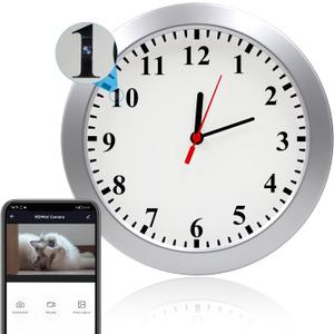 WiFi Security Camera, Hidden Spy Camera Wall Clock, 1080P Indoor Nanny Cam with Motion Detection, Remote Viewing for Home Security