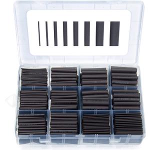 650 PCS Heat Shrink Tubing Kit, UL Approved Heat Shrink Tube Wire Wrap, 2:1 Ratio Electrical Cable Sleeve Assortment with Storage Case for Long Lasting Insulation Protection (8 Sizes, Black)