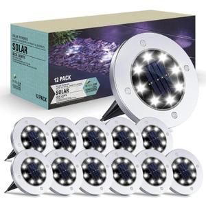 Solar Outdoor Lights - 12 Pack, Waterproof Solar Garden Lights for Landscape, Patio, Pathway, Lawn, Yard, Deck, Driveway, Walkway (White)