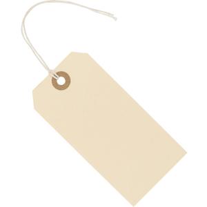 Premium Manila Tags with String - Box of 200 Tags #5-4.75 x 2.375" - 13pt Paper Tags for Labeling with Reinforced Eyelet and String Attached