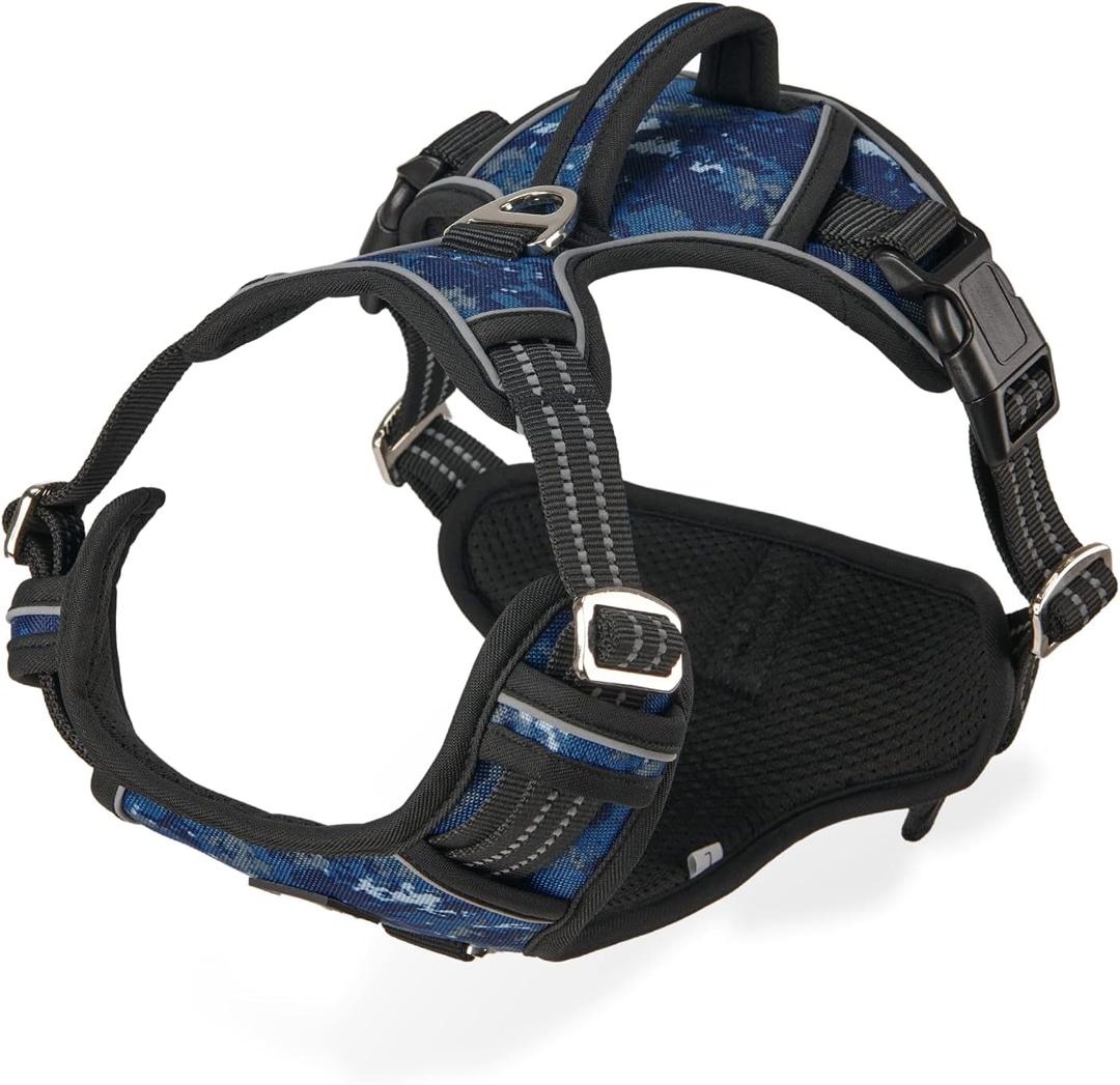 Dog Harness for Large Dogs No Pull with Handle 2 Metal Leash Clips, Adjustable Reflective Puppy Harness, Breathable Camo Oxford Padded Vest Easy Control Front Clip for Medium Large Dogs (Large (Pack of 1))
