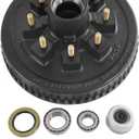 12"x 2" Trailer Brake Drum Kit 8 on 6.5" Replacement for 7000LBS Axle Hub Heavy Duty 8 Bolt Trailer Brake Hub Drum Assembly with 1/2"-20 Stud 25580, 14125A Drums 008-219-04-22004K