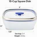 Anyday 10-Cup Square Glass Food Storage with Glass Lid | Plastic-Free Meal Prep & Microwave Cookware | Stackable Airtight Storage Container with Vented Lid for Microwave-Safe Reheating