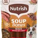 Nutrish Soup Bones Minis Premium Dog Chews with Real Beef and Barley, 6.3 oz Pouch, Pack of 7 (Rachael Ray)