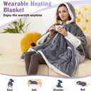 Wearable Heated Blanket Heated Shawl, Electric Throw Blanket with Zipper Design, Hood, Heated Hoodie Blanket with 8 Heat Levels, 1-10H Auto-Off Time Settings, Gift for Family, Friends, 60 * 50"
