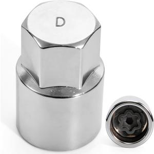D-Type Wheel Locking Nut Remover Tool Compatible with Lexus Toyota Anti-Theft Lug Nut Key Heavy-Duty Steel Socket for Secure Hub Installation Removal Silver Finish Replacement D-Type Wheel Lock Key