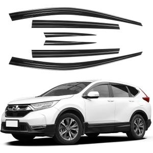 Black Rain Guards Fit for Honda CR-V (CRV 2017 2018 2019 2020 2021 2022 Tape-On Side Shatterproof Window Visor, Window Deflectors, Rain Visors, 6-Piece Set