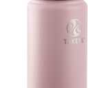 Takeya 18 oz Actives Stainless Steel Water Bottle with Straw Lid  Leakproof, Double-Wall Insulated, Keeps Drinks Cold 24 hrs/Hot 12 hrs, BPA-Free, Powder-Coated, Gym & Travel, Blush