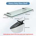 Alise Bathroom Glass Shelf, 15 Inch Floating Shelves, Tempered Glass Shower Storage, Wall Mount Small Glass Shelves for Bathroom, Showers, Over The Toilet