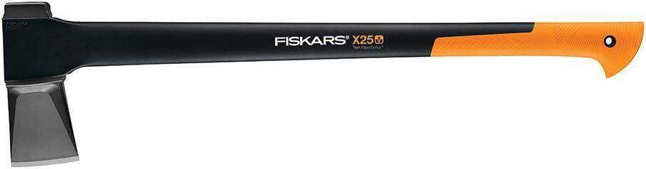Fiskars X-series X25 Splitting Axe with Forged Steel Blade with 28" Shock-Absorbing Handle - for Medium to Large Size Logs - Lawn and Garden Tools - Black/Orange
