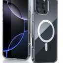 2 Pack for iPhone 16 Pro Max Luxe Grip,18N Strong Magnetic Attachment, Shockproof Military-Grade Protection, Crystal Clear