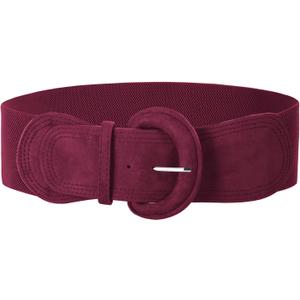 GRACE KARIN Belts for Women Suede Elastic Wide Belt Vintage Stretchy Chunky Buckle Belts (Purple, XL)