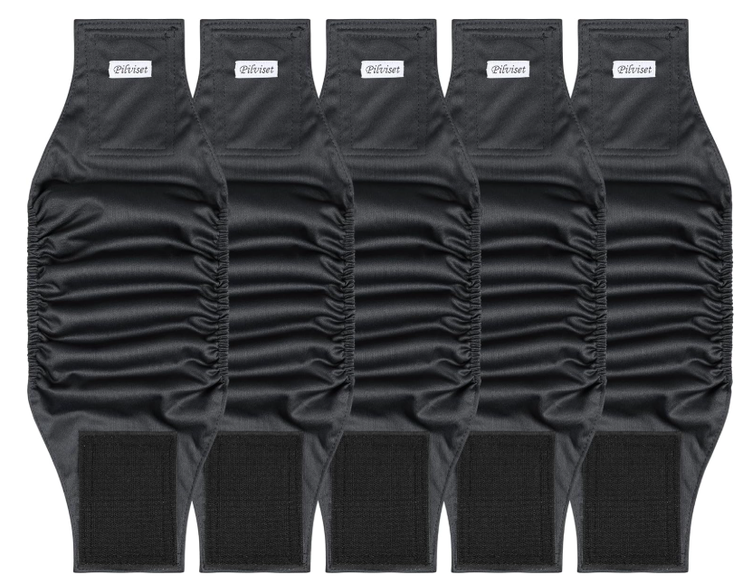 5 Pack Dog Diapers Male Reusable, Premium Belly Bands for Male Dogs, High Absorbing Dog Pee Wraps for Doggie in Incontinence and Training Black M