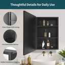 Movo Medicine Cabinet with Mirror, 16 inch x 24 inch Black Metal Framed Recessed Bathroom Medicine Cabinet Wall Mounted with Mirror