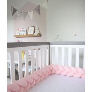 Fierceriver Pink Braided Crib Bumper, 90 x 5 Inches